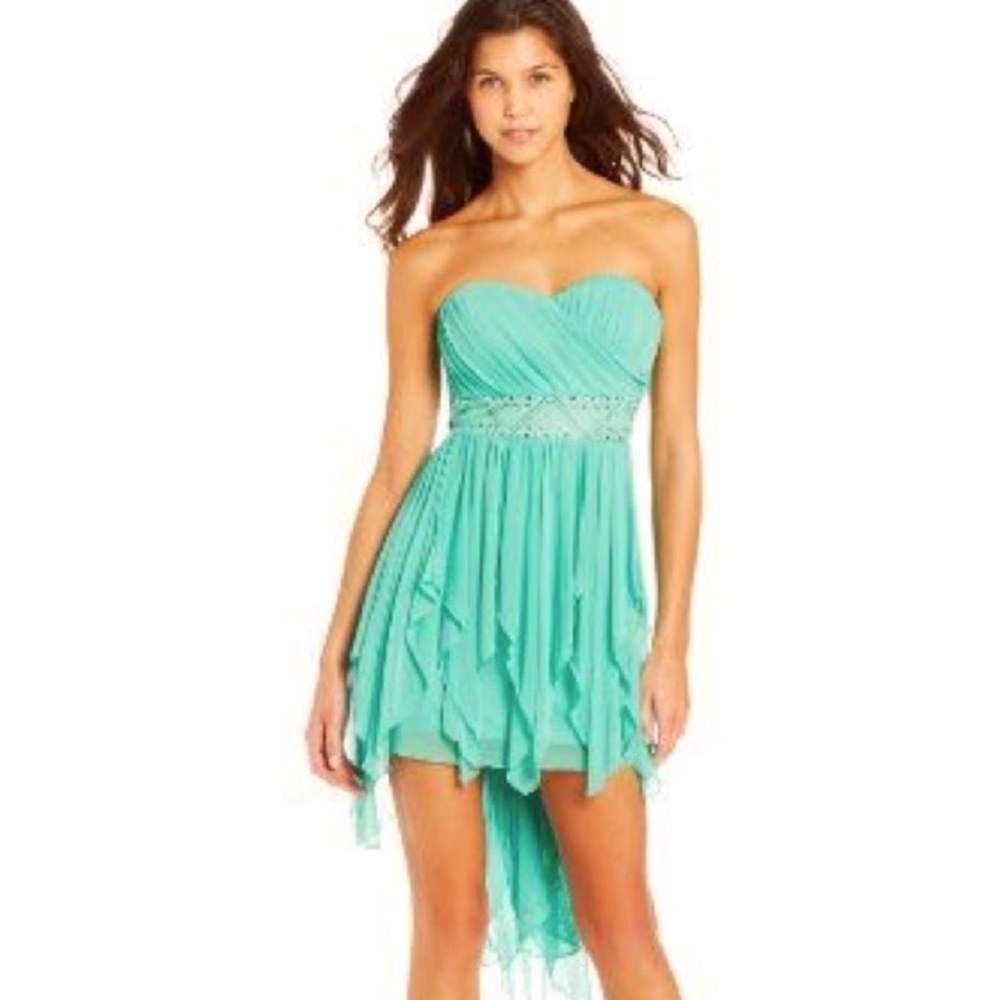 Sequin Hearts Prom/Evening Strapless Dress Mint Green Size 3